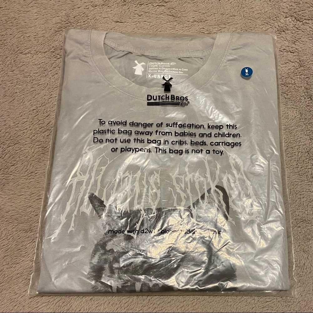 BRAND NEW: Dutch Bros Cat “Always Stoked” Gray T-Shirt, Mens XL